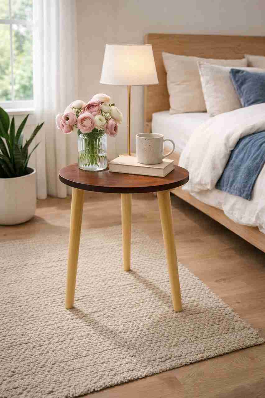 Small Rounded Simple Tables Shadmani Handicraft Coffee Table Simple Modern Bedside Side Table Small ...