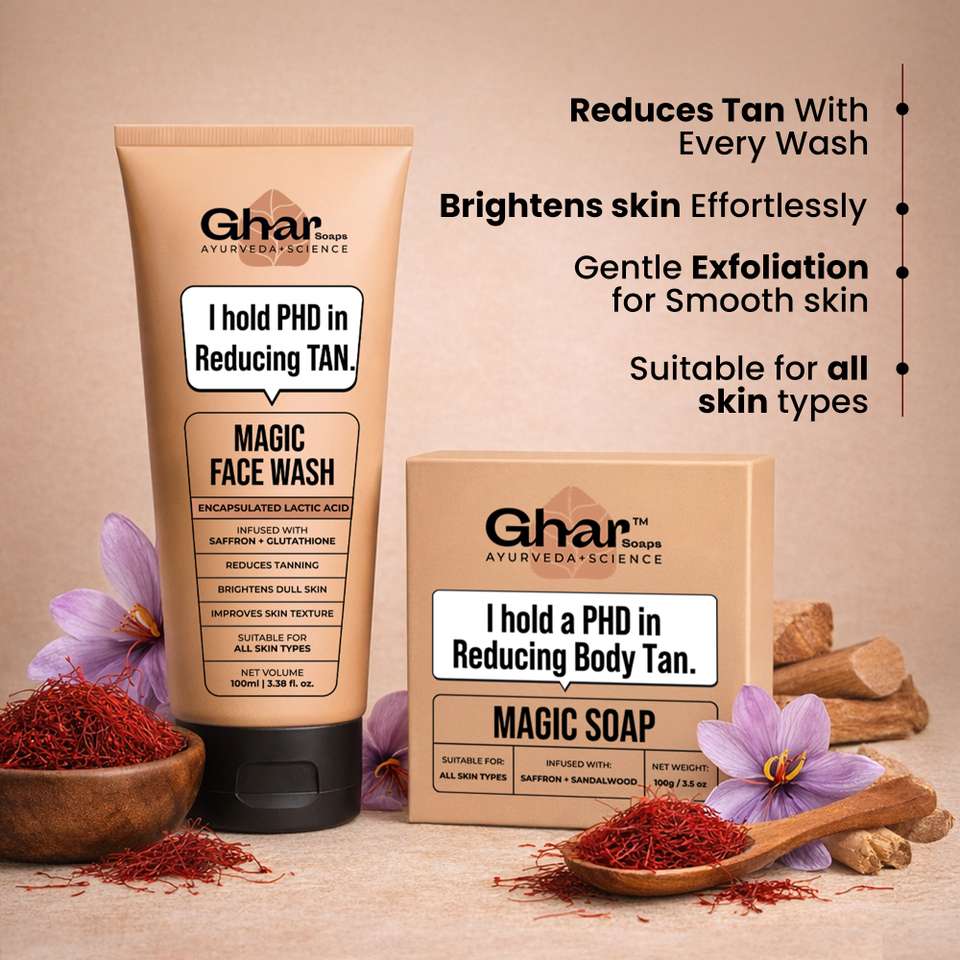 Ghar Soaps Detan Magic Combo - Magic Soap & Facewash - Image 8