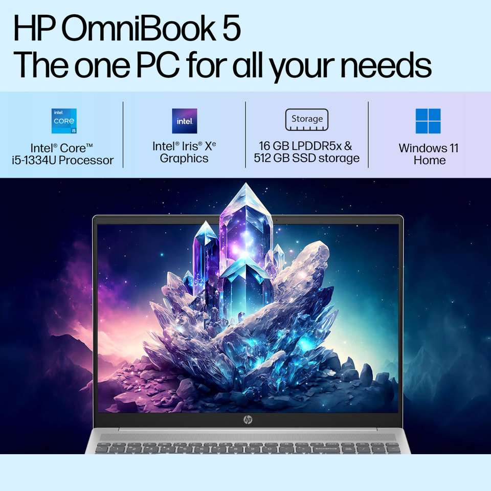 HP OmniBook 5 Backlit Keyboard & MSO'2024, Intel Core i5 13th Gen 1334U ...