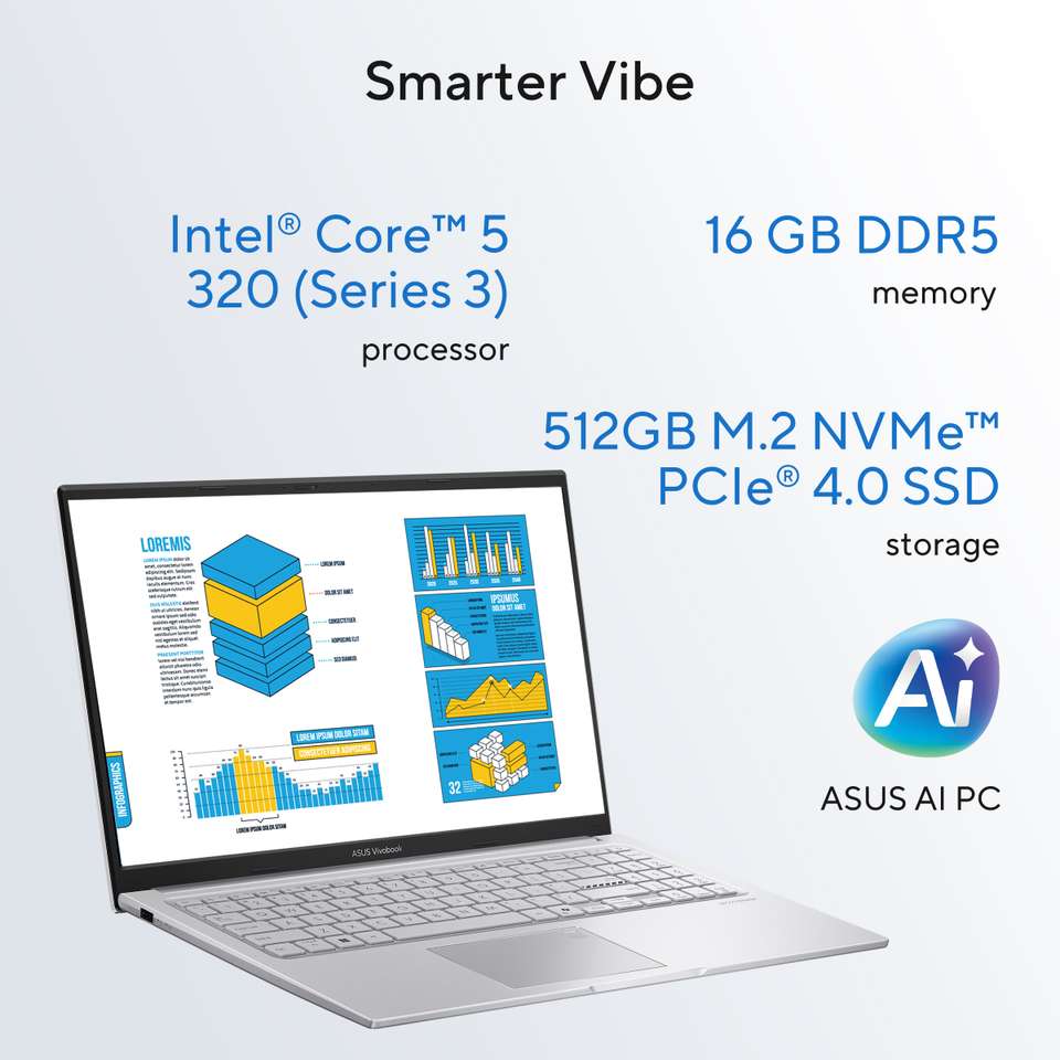 Login Computer Not ASUS Vivobook 15 (2026), AI PC with NPU up to 16TOPS, Intel Core 5 320 ...