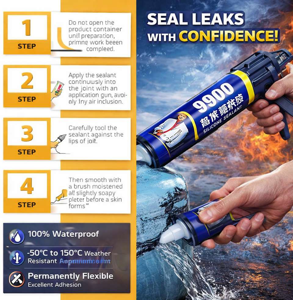 Mokleva 9900 Waterproof Fast-Drying Weather Resistant Silicone Sealant ...
