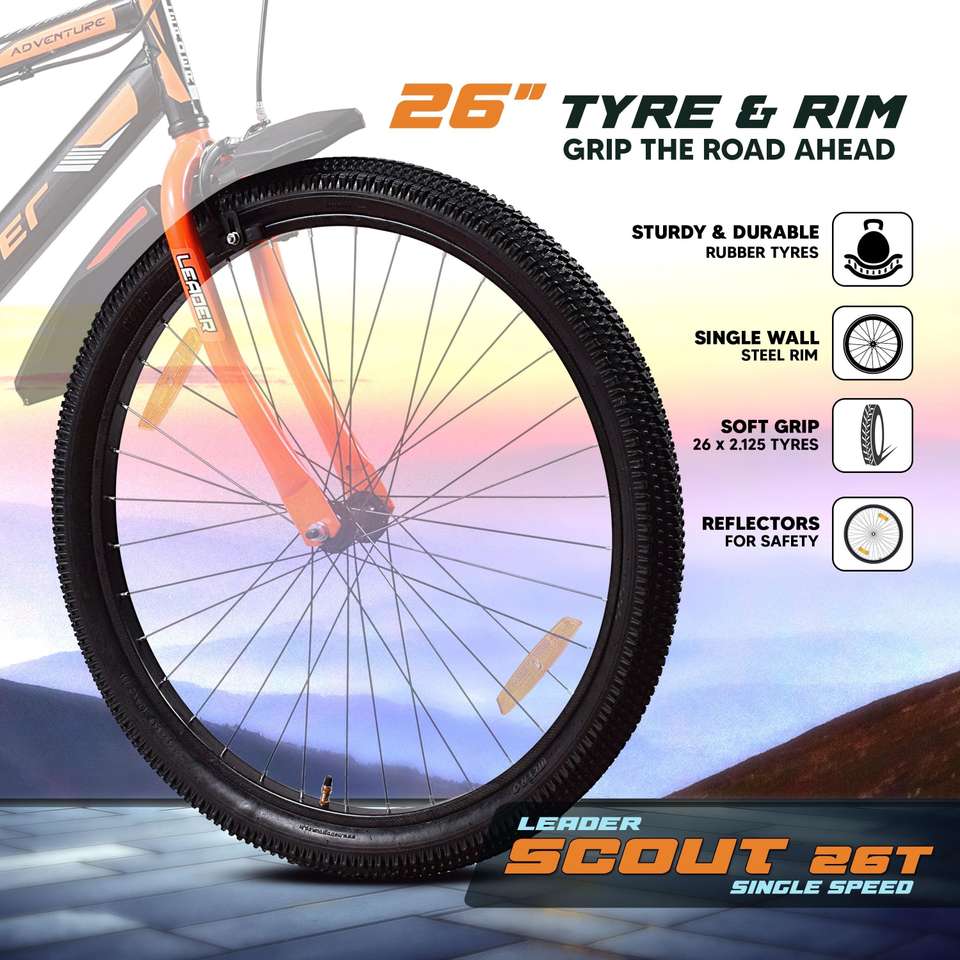 LEADER Scout MTB Mountain Bicycle without Gear for Men 26 T (inch ...