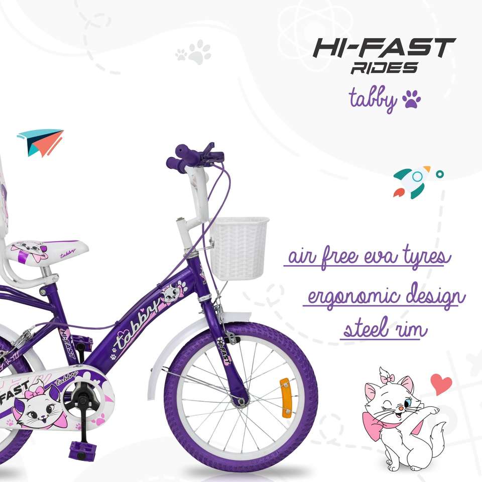 Hi-Fast Tabby Kids Cycle For 4 Years to 7 Years Semi Assembled 16 T ...