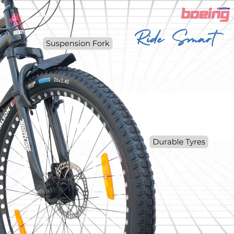 ROOTLINE BOEING 24T Mountain Single Speed Black Red Front Suspension 24 ...