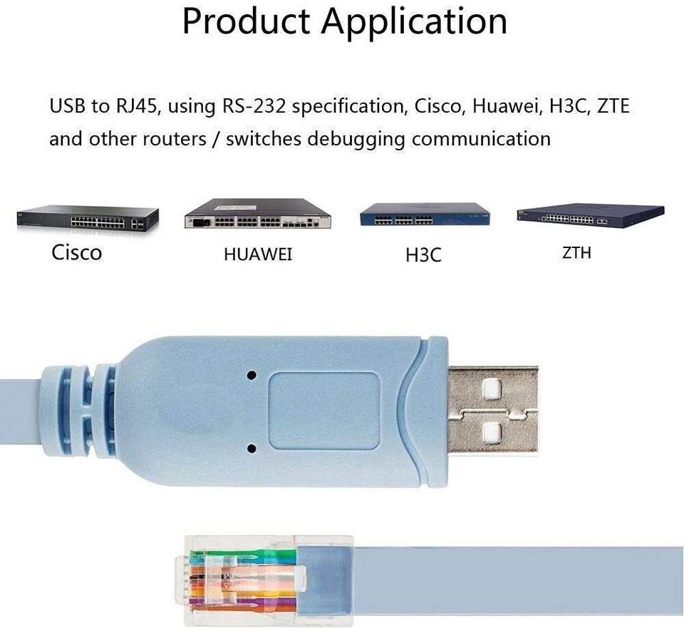 Cable Router Rj ULTRABYTES LAN Cable 1.8 m USB Console Cable, USB to RJ45 Console 1.8m ...