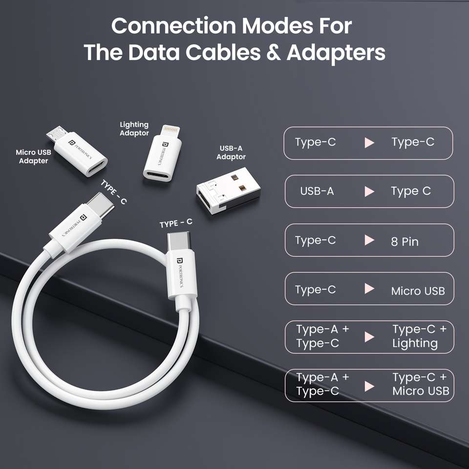 Portronics USB Type C Cable 0.27m 60W - Image 9