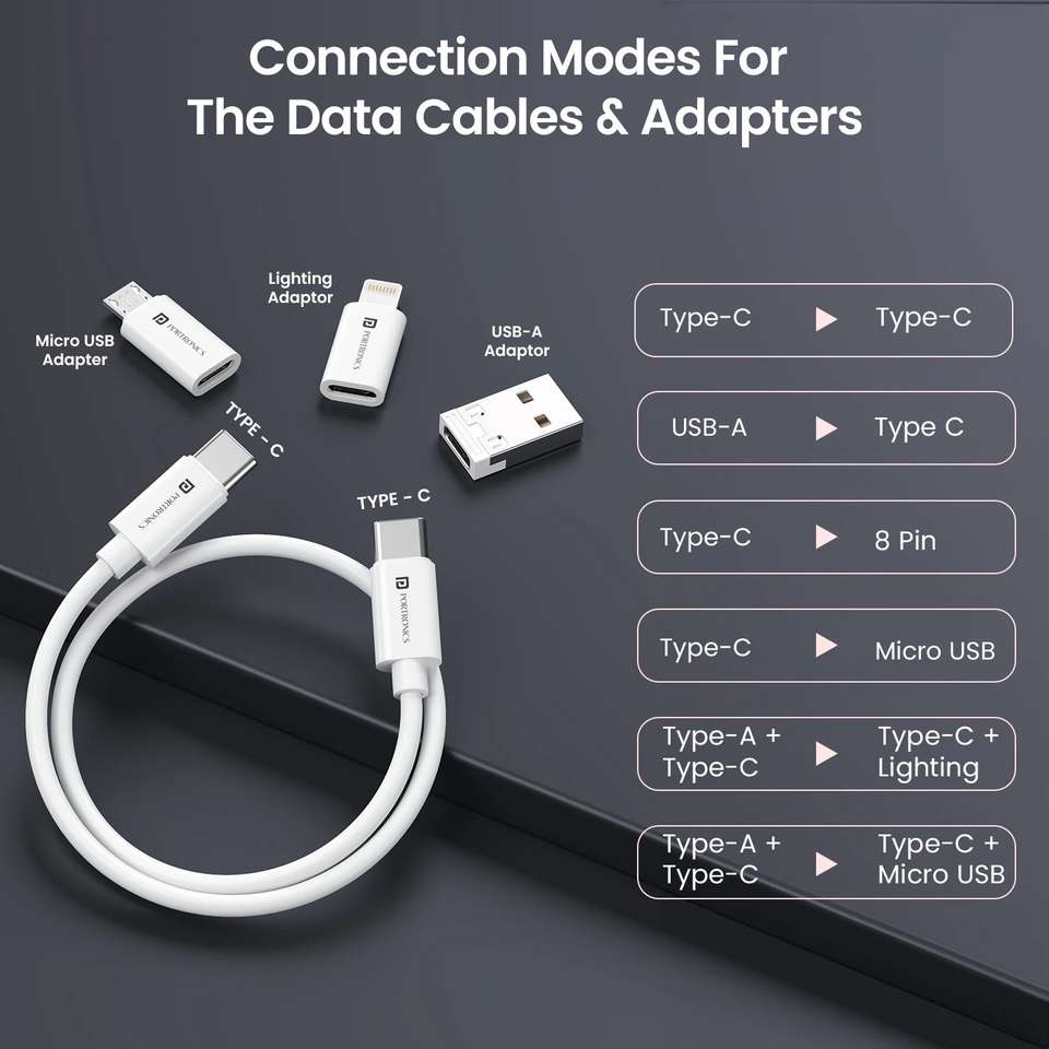 Portronics USB Type C Cable 0.27m 60W - Image 8