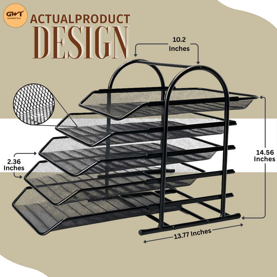 Flipkart.com | HONESTSTORE 5 Compartments Metal File Rack Letter Tray ...