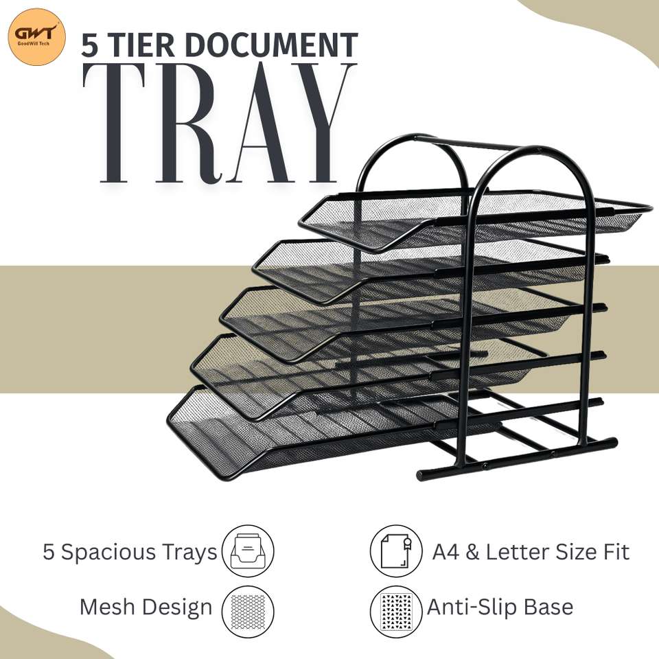 Flipkart.com | HONESTSTORE 5 Compartments Metal File Rack Letter Tray ...