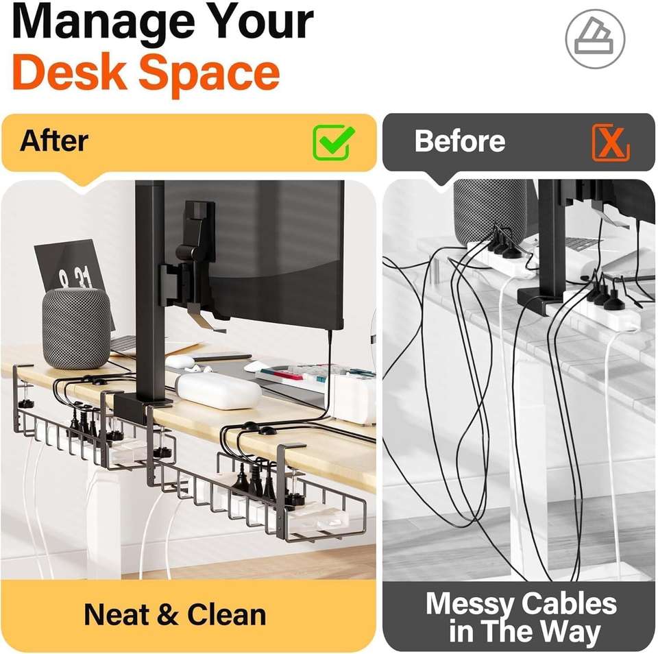 Flipkart.com | RAGRO 1 Compartments Metal Cable Management Under Desk ...