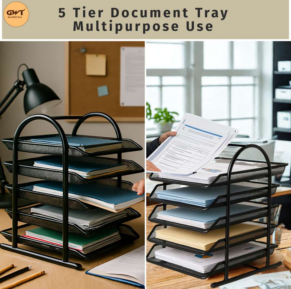 Flipkart.com | HONESTSTORE 5 Compartments Metal File Rack Letter Tray ...
