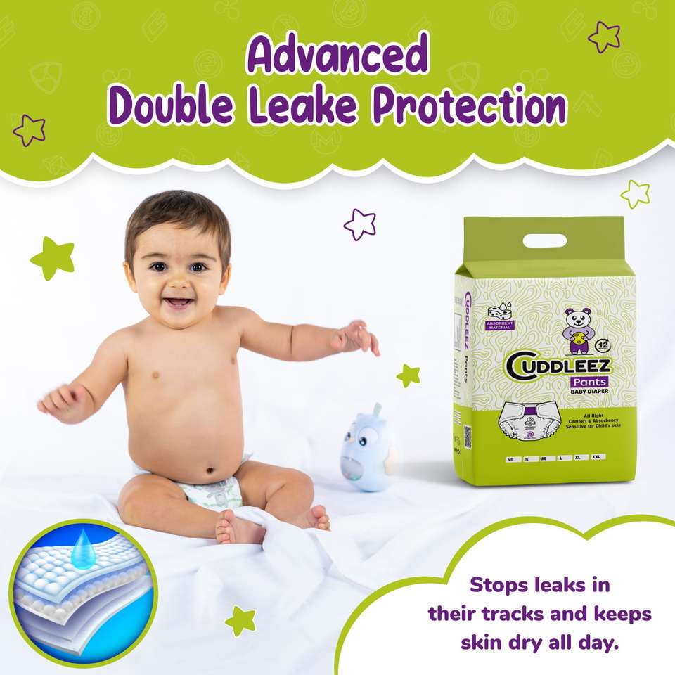 CUDDLEEZ Easy Diaper Pants with Rash Protection and 3x Faster ...