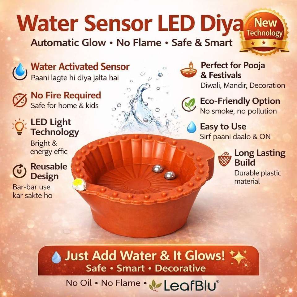 LeafBlu Water Sensor LED Diya | Decorative Diya for Diwali & Home Pooja ...