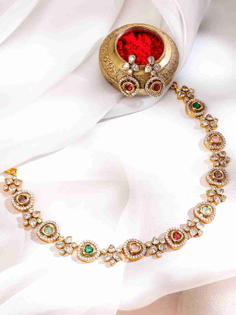 RUBANS Brass Gold-plated Multicolor Jewellery Set - Image 2