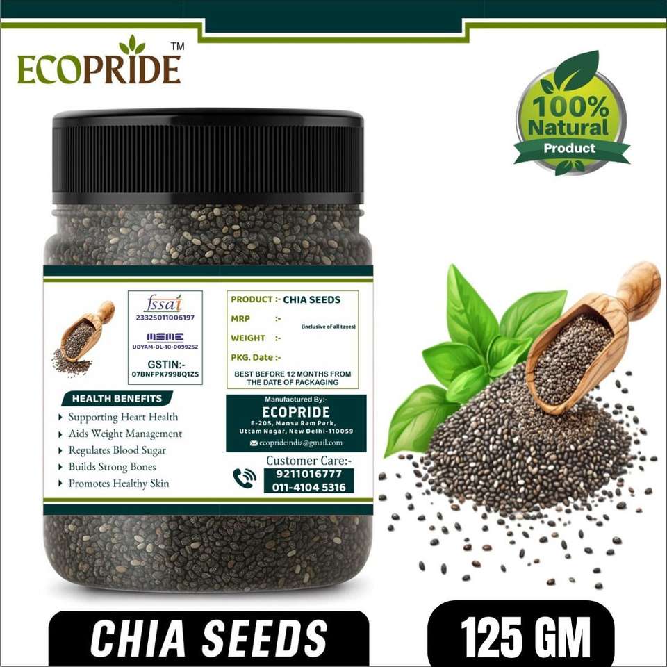 ECOPRIDE Premium Natural Chia Seeds | High In Protein & Fiber | Chia ...