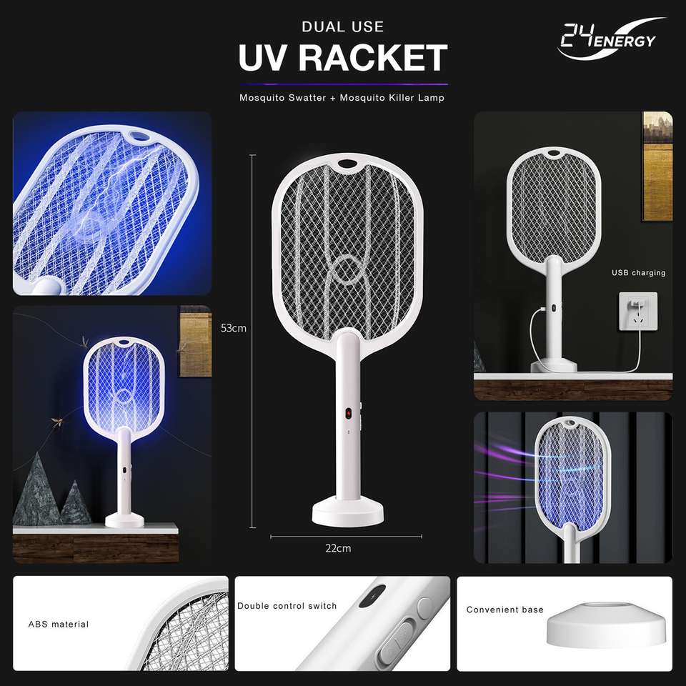 24 ENERGY Mosquito Bat with 6 UV Light, Lithium Battery, Energy ...