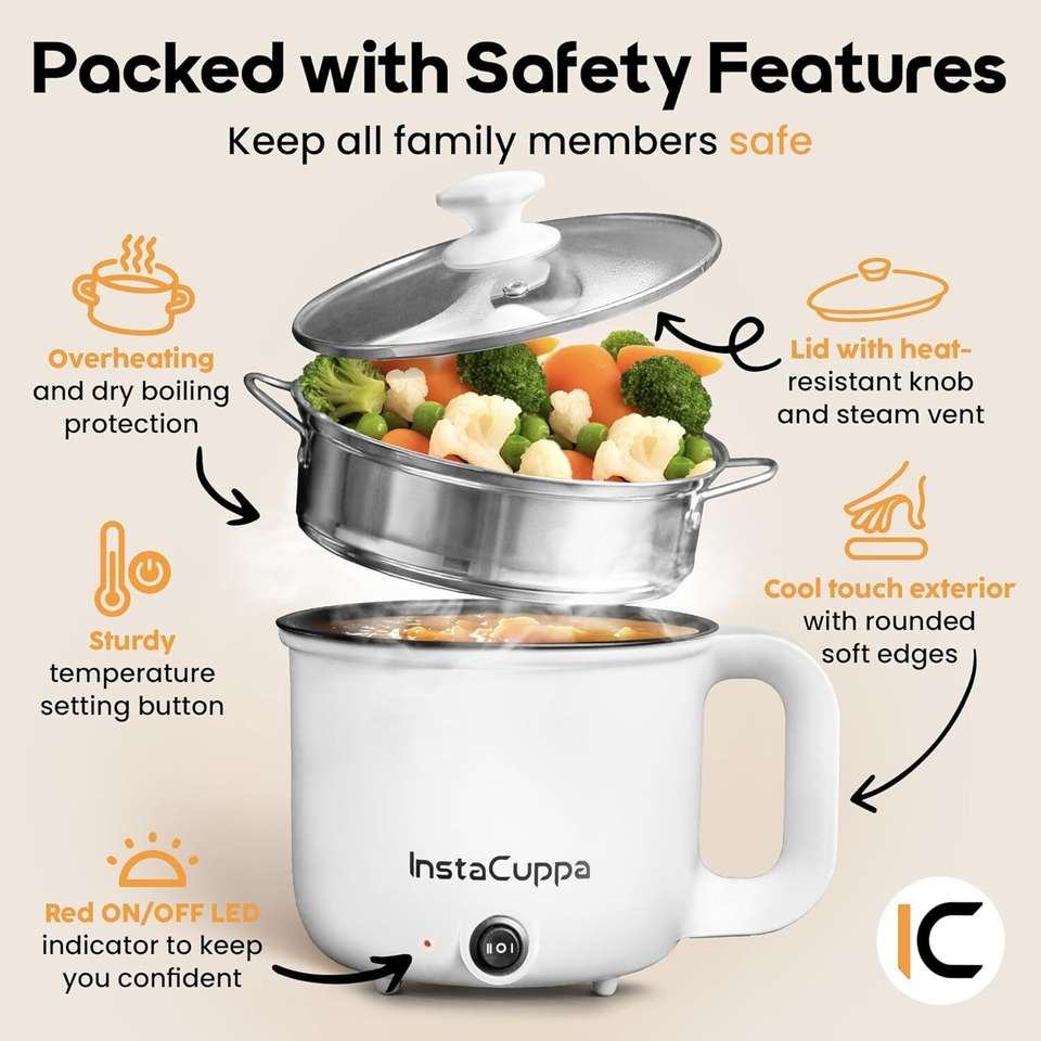 InstaCuppa 3-in-1 Multi Cook Kettle with Steamer | Non-Stick Inner Pot ...