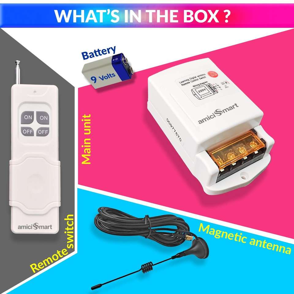 amiciSmart Wireless Remote Controlled Electrical Switch, 220V On/Off ...