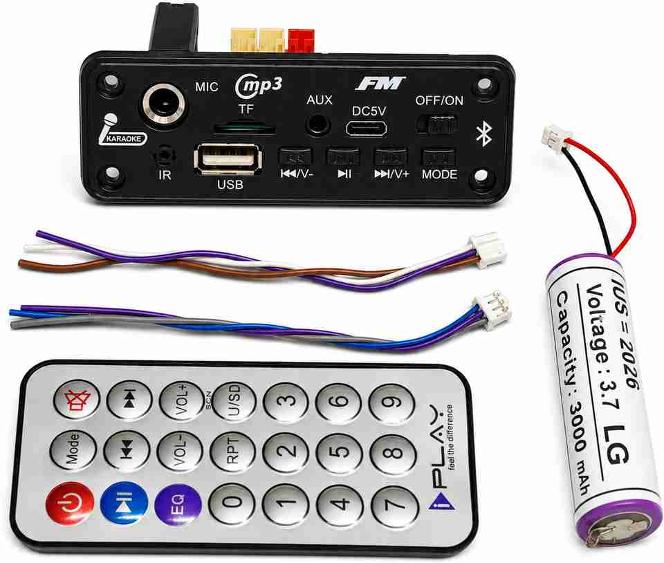 HOXIUL Bluetooth MP3 Module with Remote 3000mAh Battery 2 Connector ...