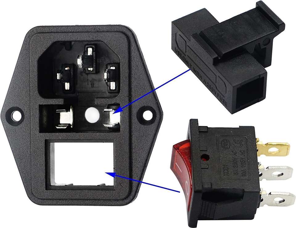 Inlet Module Plug Rocker Switch Power Socket SYMFONIA 10A 250V AC Rocker Switch Power Socket 3 Pin IEC320 C14 Inlet ...