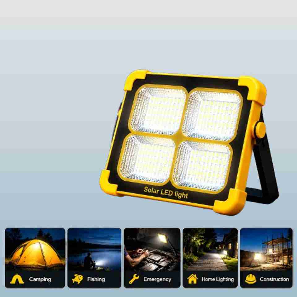 MEGA MART DEALS Portable 4-Panel Solar LED Floodlight-38 6 hrs Flood ...