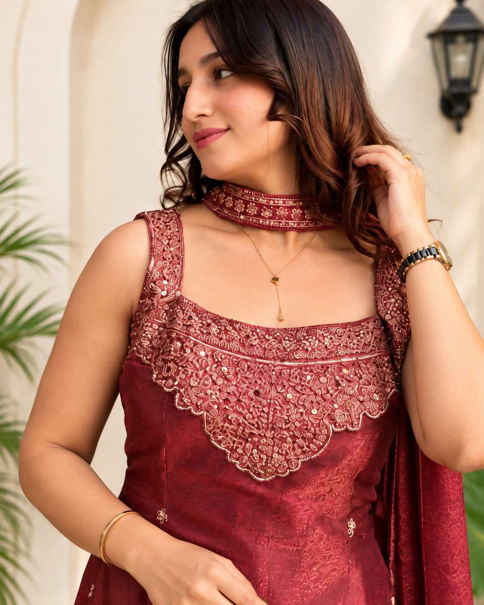 LABELJIYA Women Crop Top Palazzo Dupatta Set - Buy LABELJIYA Women Crop ...