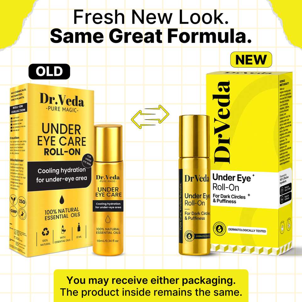 DrVeda Under Eye Cream Roll On for Dark Circles, Puffiness & Fine Lines ...