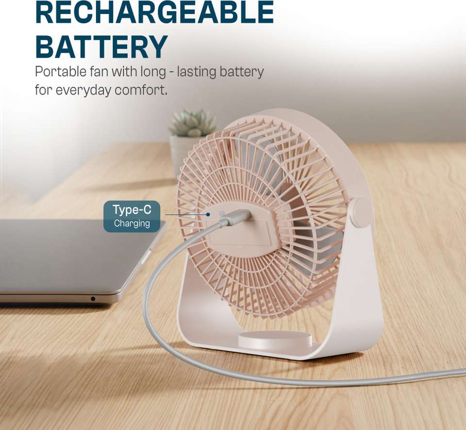 Salpido TF 07 Portable Rechargeable Mini Table Fan, 360° Rotatable with ...