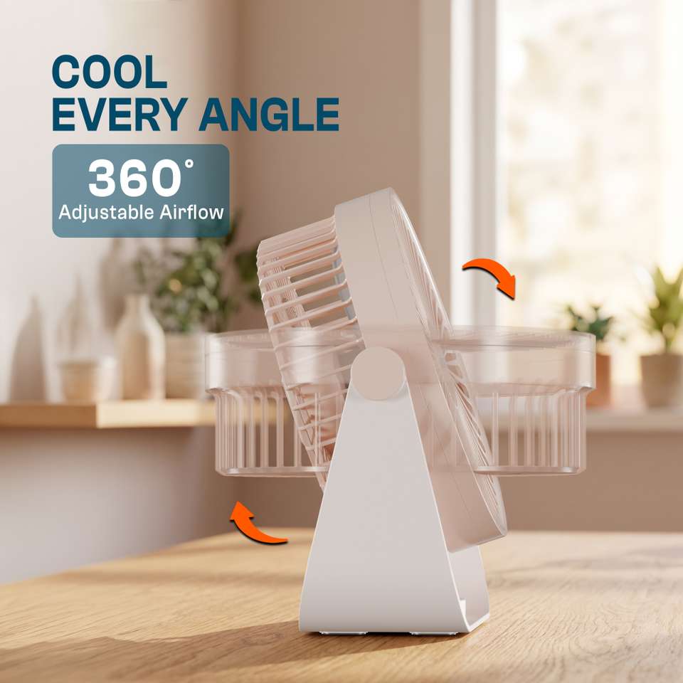 Salpido TF 07 Portable Rechargeable Mini Table Fan, 360° Rotatable with ...