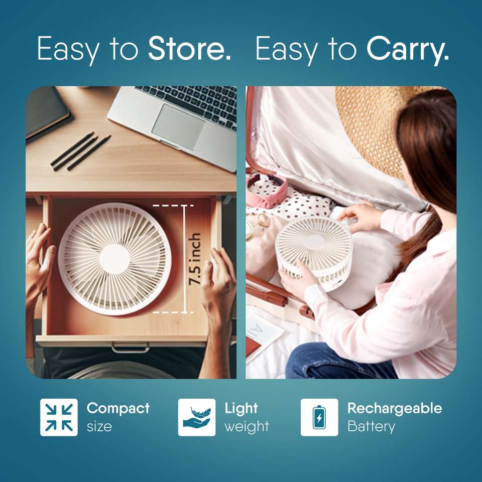 AGARO Grand Foldable Stand Fan With Remote Control, Rechargeable ...