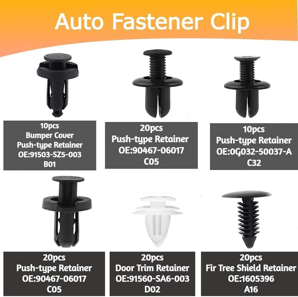 metreno 100 Pcs Plastic Car Clips Set Push Retainers Universal Car ...