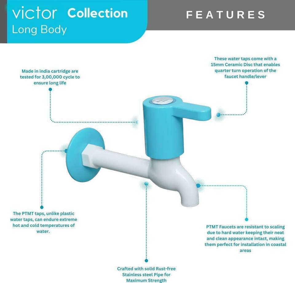 Real Tap REALFLOW by REAL FLOW LONG BibCock Tap PTMT Heavy Plastic Faucet With ...