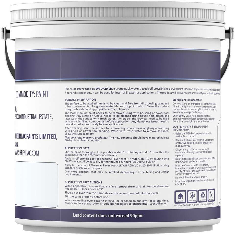 SHEENLAC Paver Coat WB – Water-Based Acrylic Floor Paint, 1L – Black ...