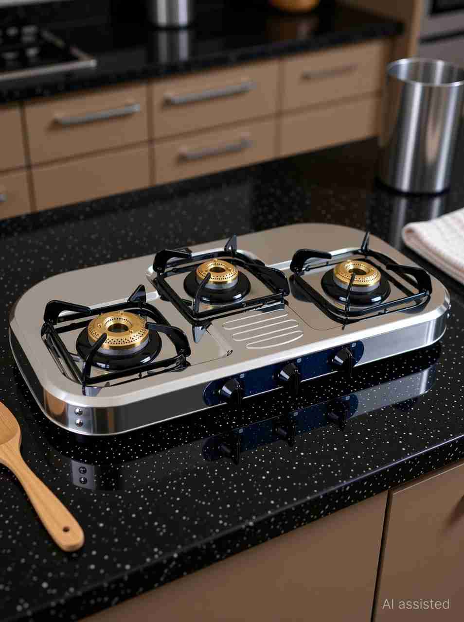 Glen 3 Burner 1037 SS BB with High Flame Burners Stainless Steel Manual ...