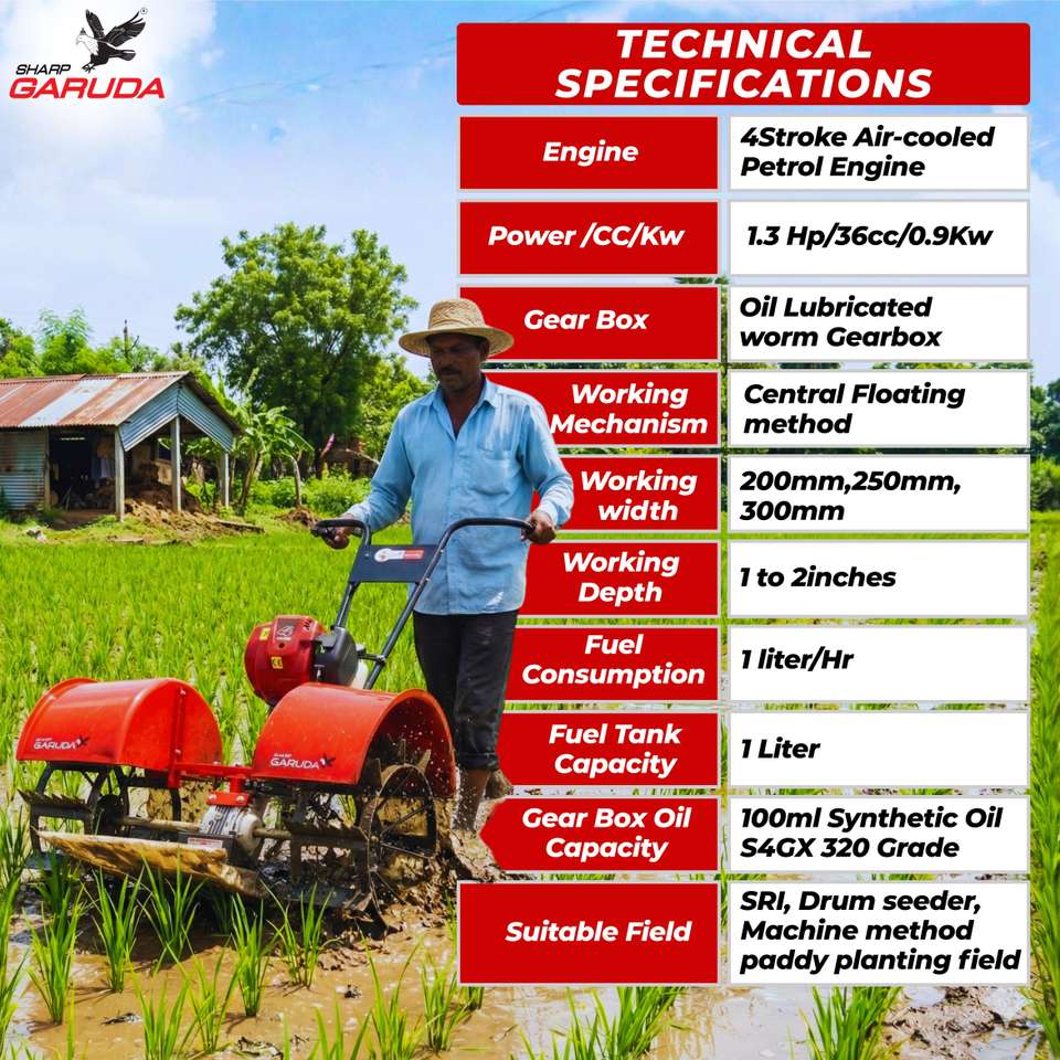 Sharp Garuda Paddy Weeder/4Stroke Paddy Agriculture 20,25,30cm Inter ...