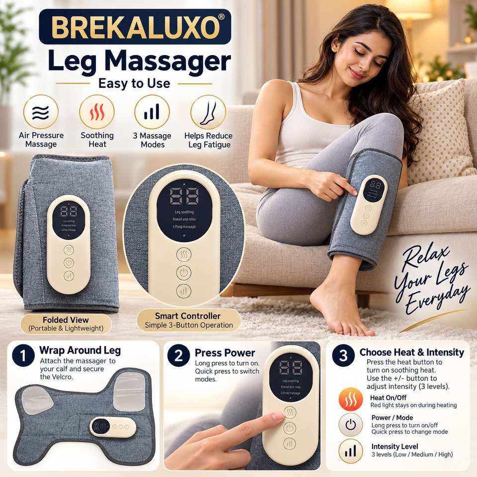 Heating Compression Machine Brekaluxo Calf Massager Machine with Heating, Kneading & Air ...