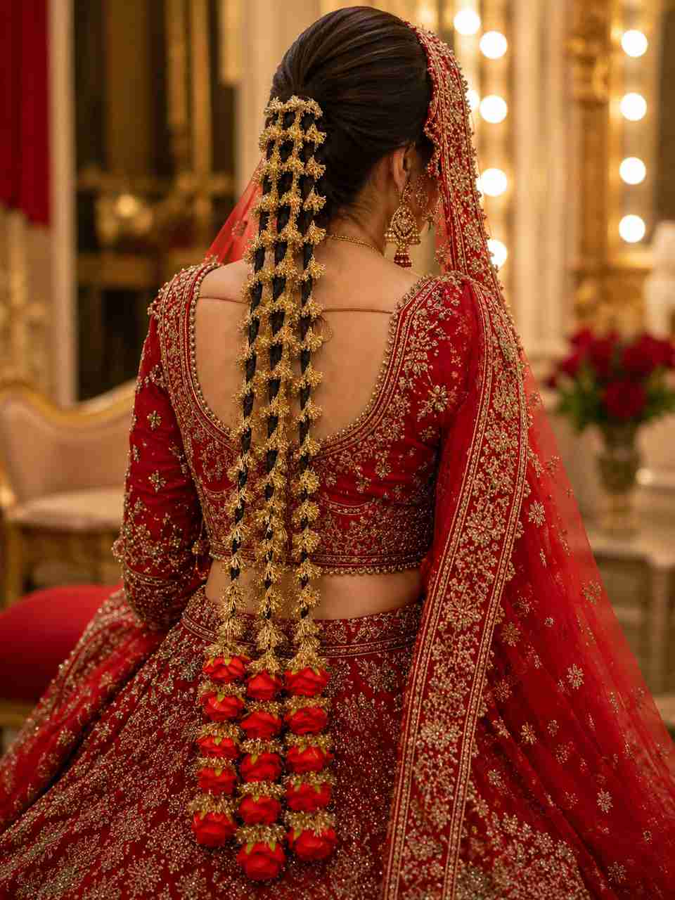 jagdish enterprises red rose 5 layered hair paranda for women Braid ...