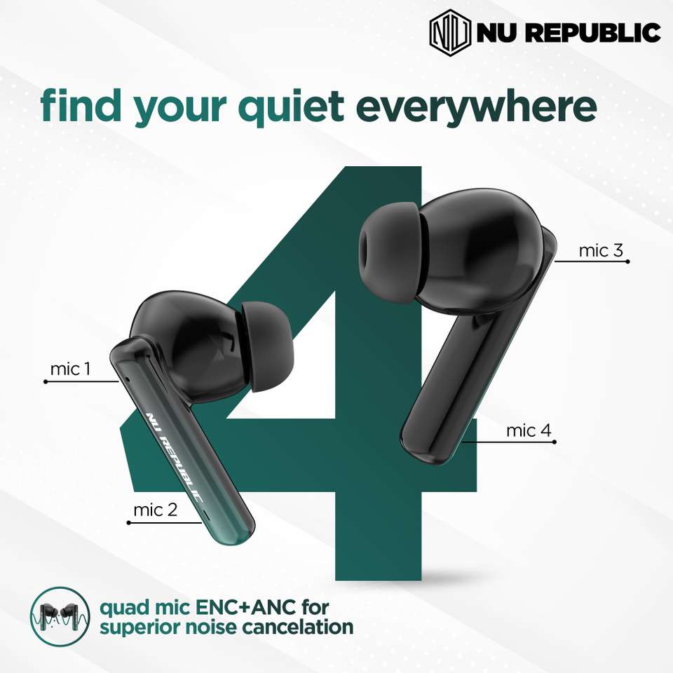 Nu Republic Epic ANC with 64 hrs Playtime, X-Bass Technology, ANC+ENC ...