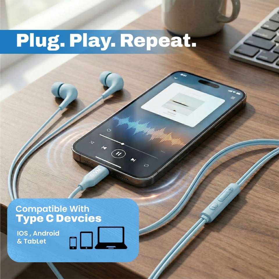 EVM Type-C Earphones [New Launch] Hi-Res Audio, Mic | Noise Isolation ...