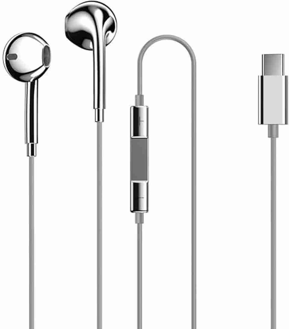 TARANHARI Type C Silver Chrome Wired Earphones - Image 2