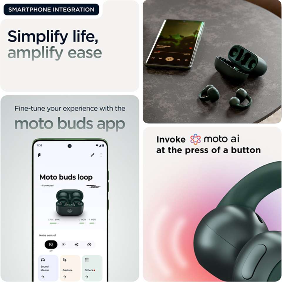 MOTOROLA Moto Loop | Sound by Bose |Lightweight & Comfortable| IP54 ...