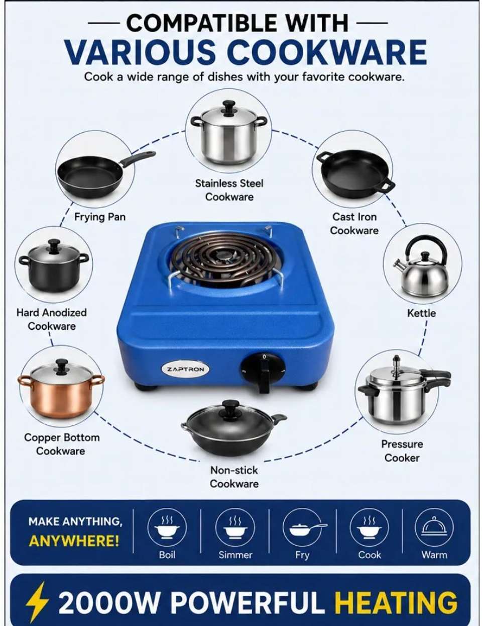 zaptron 2000 W Induction Cooktop Push Button - Buy zaptron 2000 W ...