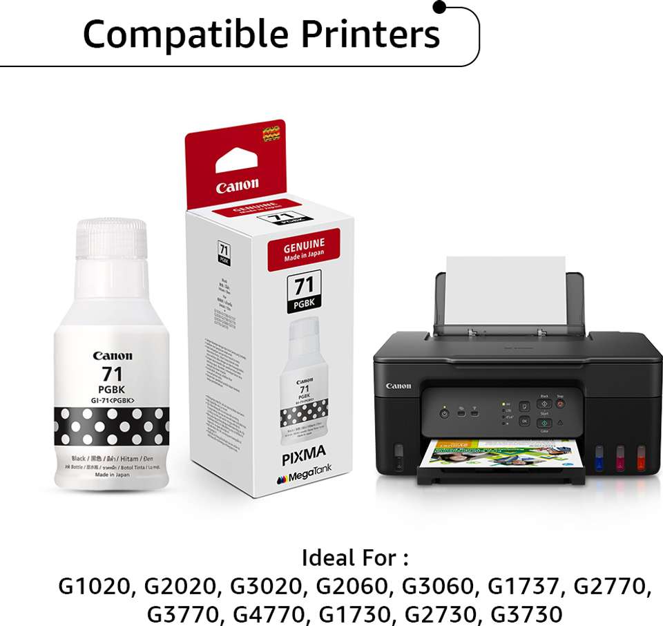 Canon PIXMA GI71 BK for G1020,G2020,G2021,G2770,G3770,G4770, G1730 ...