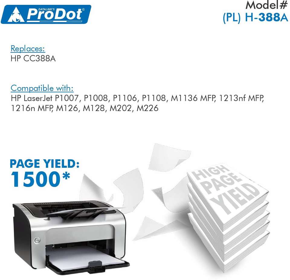 PRODOT 388/88 Cartridge Replaces HP CC388A Compatible with HP Laserjet ...
