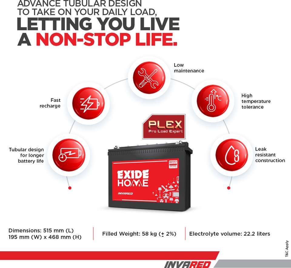 EXIDE 36 Months Warranty Tubular Inverter Battery Price in India - Buy ...