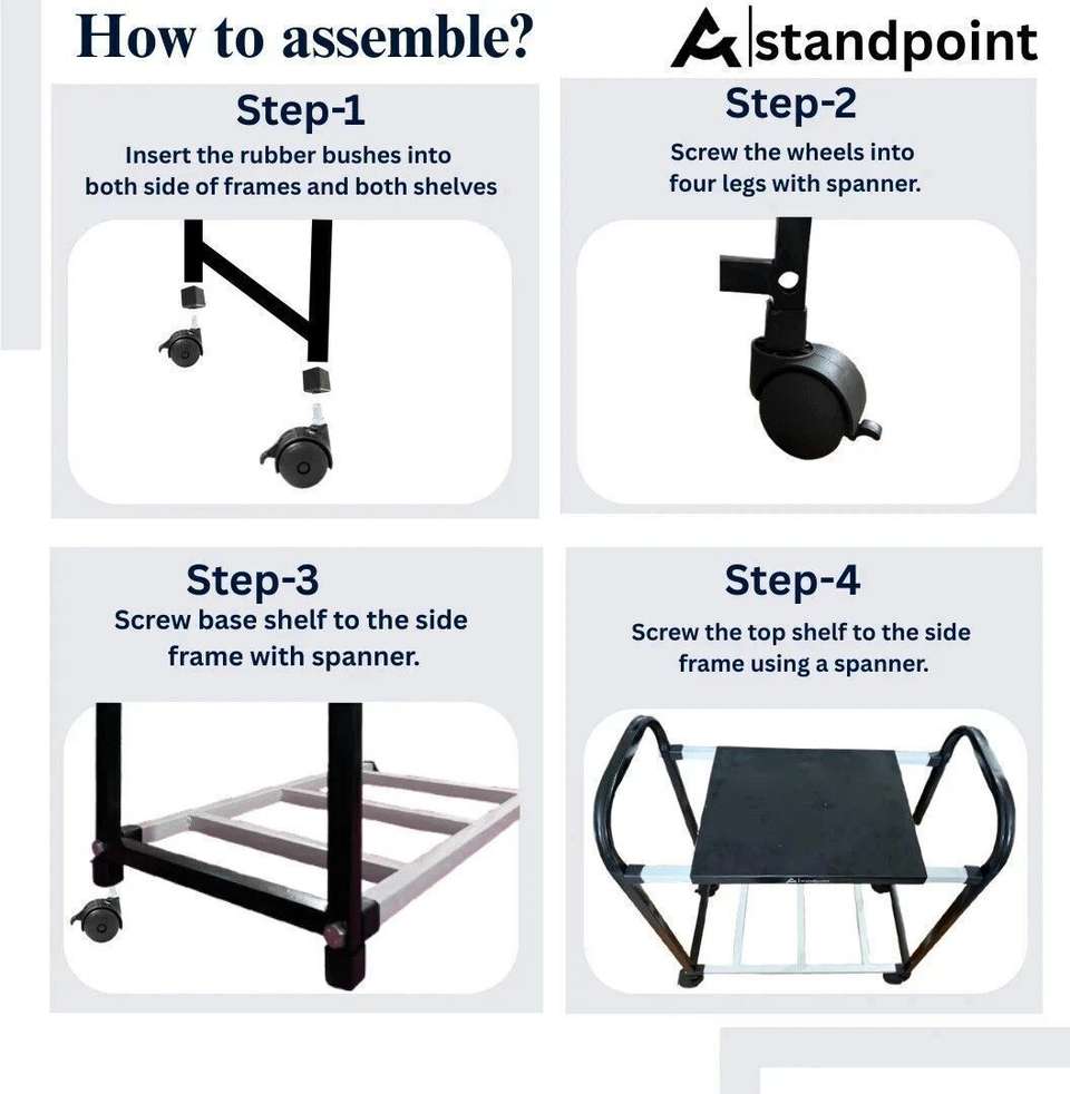 STANDPOINT Heavy duty Metal Trolley for Inverter and Battery Price in ...