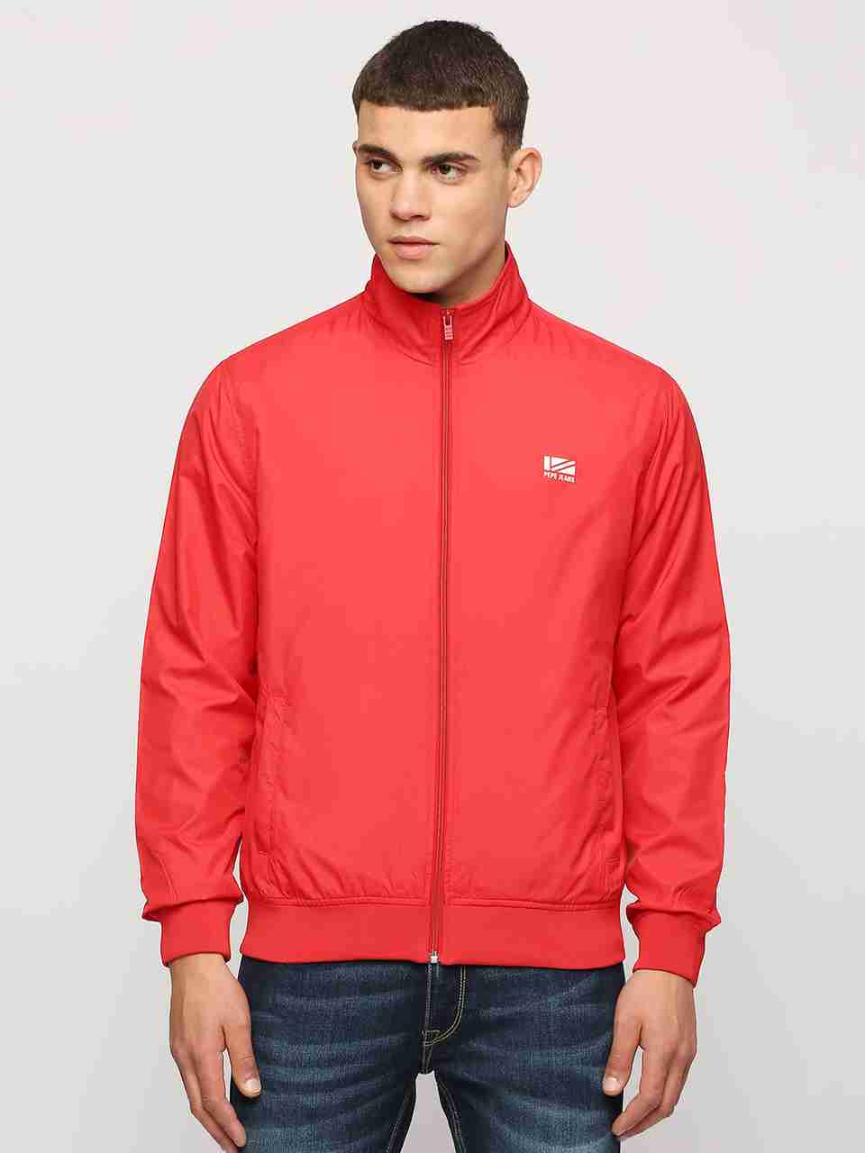Solid Red Key Card Pepe Jeans Full Sleeve Solid Men Jacket - Buy Pepe Jeans Full Sleeve ...
