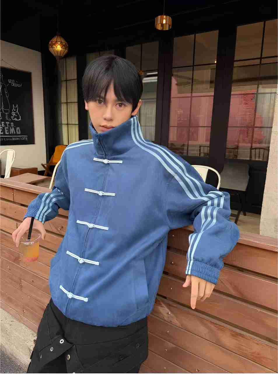 EXOTIX Men Striped Bomber Jacket - Image 8