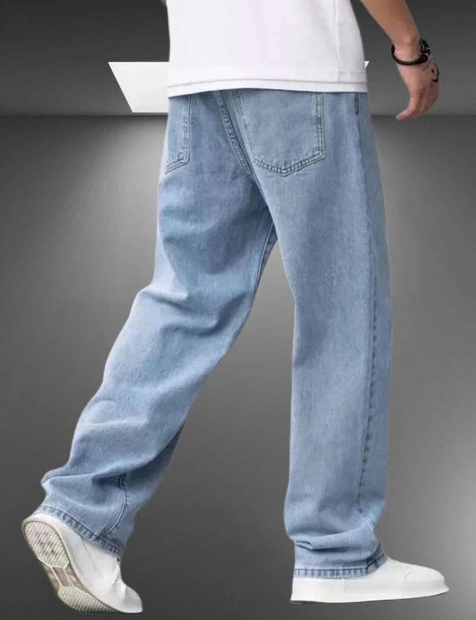POKHINDA Men Flared Mid Rise Light Blue Jeans - Image 6