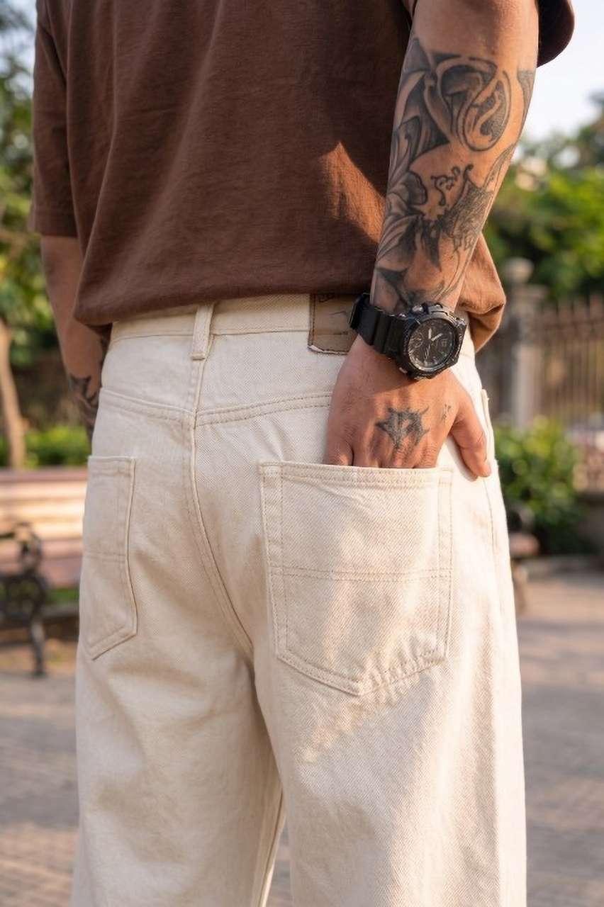 WAYKING Men Beige Mid Rise Loose Fit Jeans - Image 7
